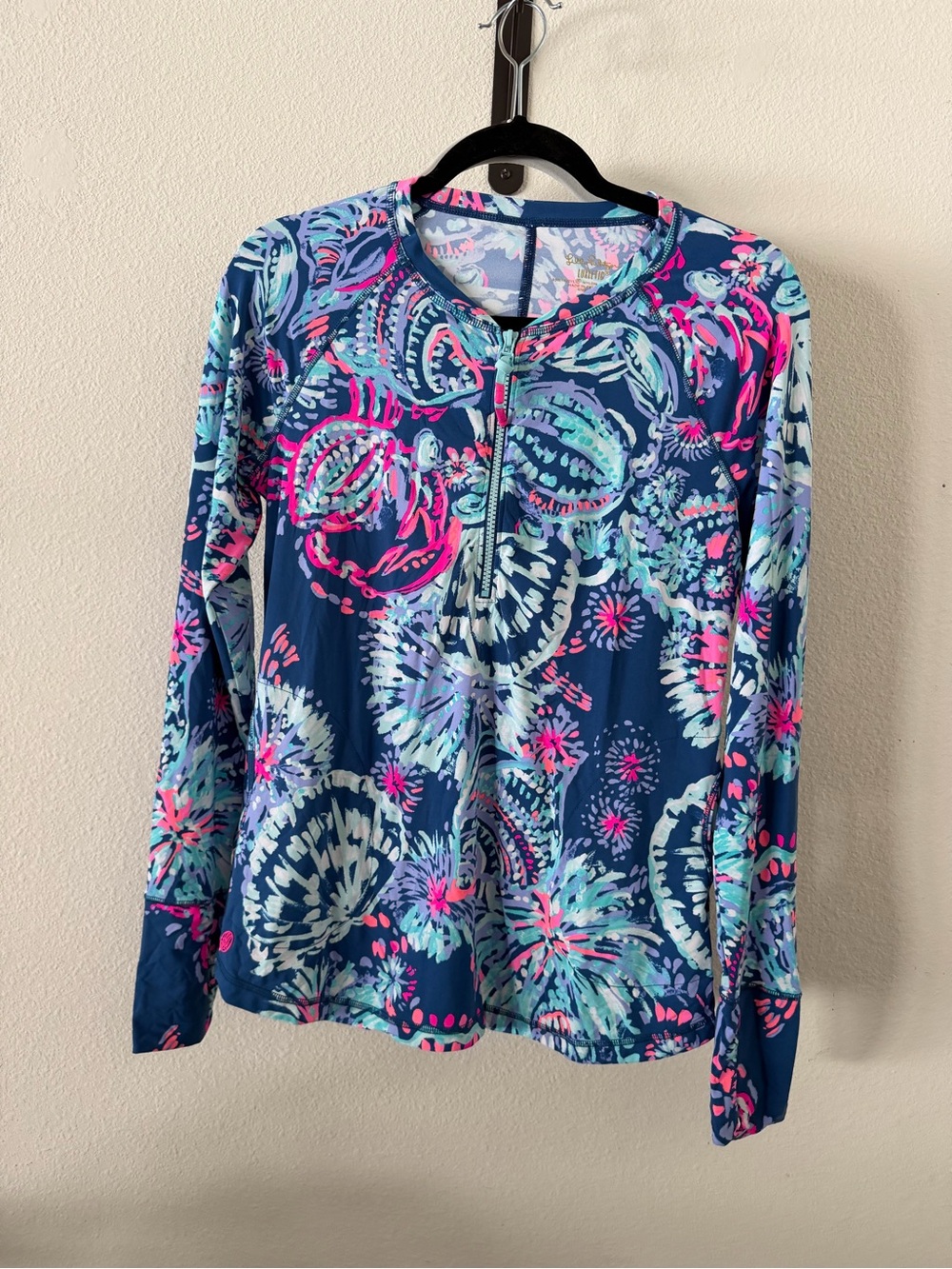Lilly Pulitzer Luxletic Delaynee Meryl Nylon Half-Zip Top Multi Jet Stream